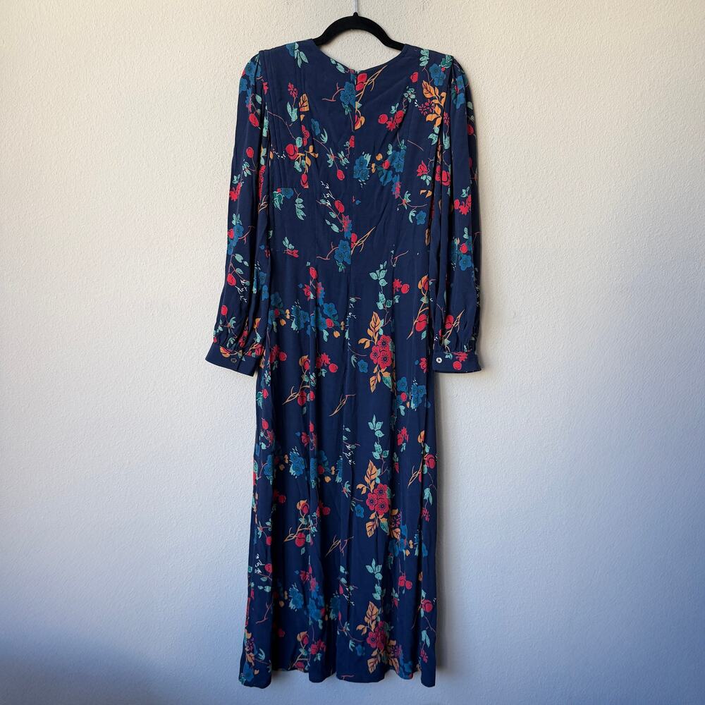 Sea New York Mari Navy Floral Midi Dress Size 4 - Picture 3 of 6